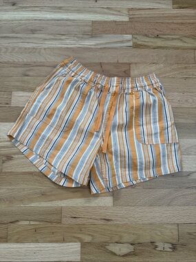 Market & Spruce Mustard, Browns, and White Striped Drawstring Shorts